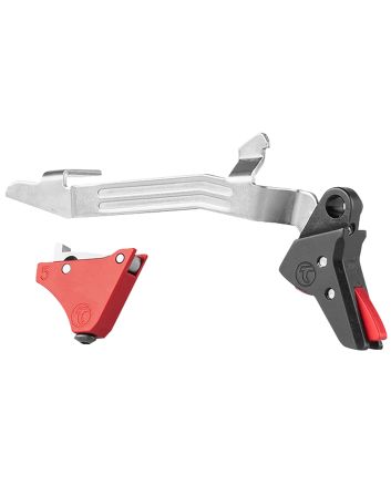 Timney Triggers ALPHAGLOCK5 Alpha Competition 9mm Luger/40 S&amp;W/22 LR, Red Straight Trigger, Compatible w/Glock Gen5 &amp; Glock 44