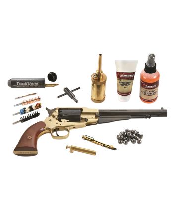 Traditions FRS18581 1858 Army SAO 44 Cal 8" 6 Shot Brass Frame Blued Barrel/Blued Cylinder Walnut Grip Redi-Pack