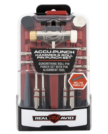 Real Avid AVHPS-RP Accu-Punch Hammer &amp; Roll Pin Punch Set Black/Red Steel Rubber Handle