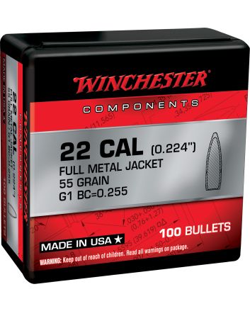 Winchester Ammo WB556MC55X Centerfire Rifle5.56x45mmNATO 55gr Full Metal Jacket Boat Tail 100 Per Box/10 Case