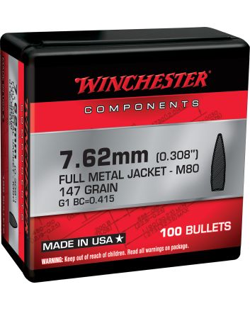 Winchester Ammo WB762147NX Centerfire Rifle308Win 7.62x51mmNATO 147gr Full Metal Jacket 100 Per Box/10 Case
