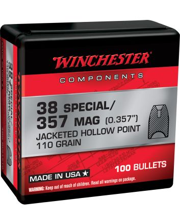 Winchester Ammo WB38HP110X Centerfire Handgun Reloading 38Special 110gr Jacketed Hollow Point 100 Per Box/10 Case