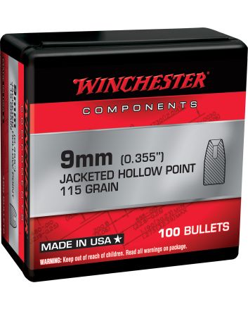Winchester Ammo WB9JHP115X Centerfire Handgun Reloading 9mm 115gr Jacketed Hollow Point 100 Per Box/10 Case