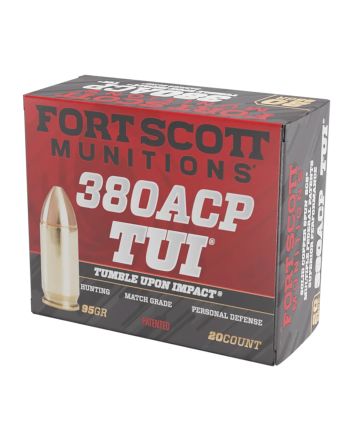 Fort Scott Munitions 380095SCV Tumble Upon Impact (TUI)380ACP 95gr Solid Copper Spun 20 Per Box/25 Case