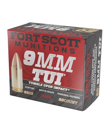 Fort Scott Munitions 9MM080SCV Tumble Upon Impact (TUI)9mmLuger 80gr Solid Copper Spun 20 Per Box/25 Case