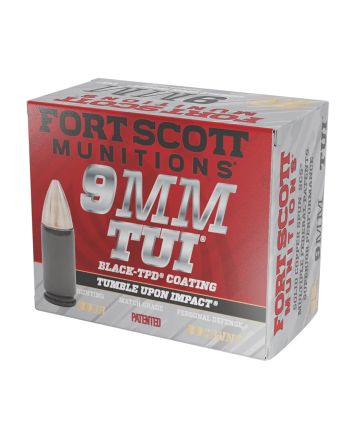 Fort Scott Munitions 9MM080SCVTPD Tumble Upon Impact (TUI)9mmLuger 80gr Solid Copper Spun 20 Per Box/25 Case *TPD-9 Coated