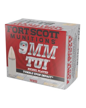 Fort Scott Munitions 9MM080SCVNIC Tumble Upon Impact (TUI)9mmLuger 80gr Solid Copper Spun 20 Per Box/25 Case