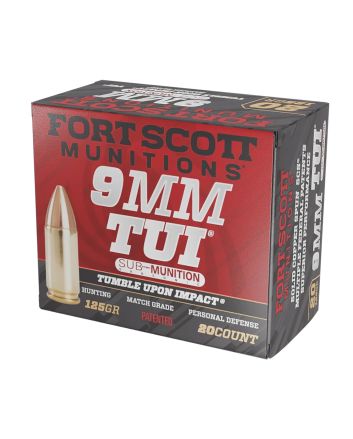 Fort Scott Munitions 9MM125SCVSS Tumble Upon Impact (TUI)9mmLuger Subsonic 125gr Solid Copper Spun 20 Per Box/25 Case