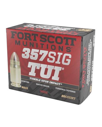 Fort Scott Munitions 357SIG095SCV Tumble Upon Impact (TUI)357Sig 95gr Solid Copper Spun 20 Per Box/25 Case