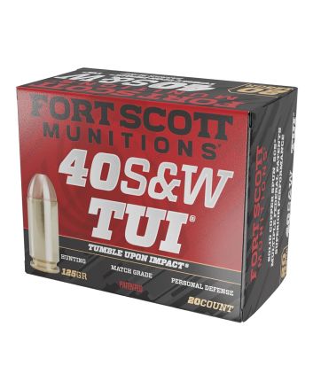 Fort Scott Munitions 400125SCV Tumble Upon Impact (TUI)40S&amp;W 125gr Solid Copper Spun 20 Per Box/25 Case