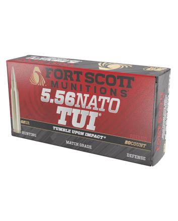 Fort Scott Munitions 556062SCV Tumble Upon Impact (TUI)5.56x45mmNATO 62gr Solid Copper Spun 20 Per Box/25 Case