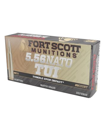 Fort Scott Munitions 556062SBV1 Tumble Upon Impact (TUI)5.56x45mmNATO 62gr Solid Brass Spun 20 Per Box/25 Case
