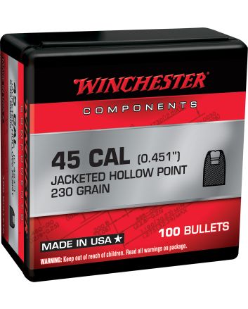 Winchester Ammo WB45HP230X Centerfire Handgun Reloading 45Cal 230gr Jacketed Hollow Point 100 Per Box/10 Case