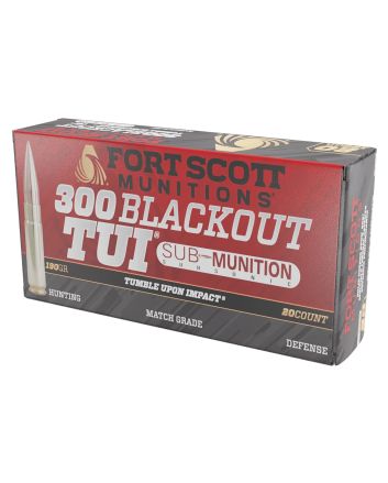 Fort Scott Munitions 300190SCVSS Tumble Upon Impact (TUI) Rifle 300Blackout 190gr Solid Copper Spun 20 Per Box/25 Case
