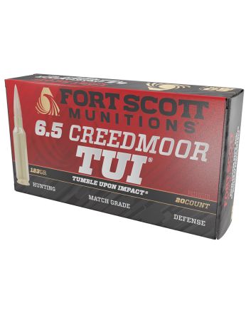 Fort Scott Munitions 65CM123SCV11 Tumble Upon Impact (TUI) Rifle 6.5Creedmoor 123gr Solid Copper Spun 20 Per Box/10 Case