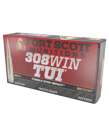 Fort Scott Munitions 308168SCV Tumble Upon Impact (TUI) Brush Hog 308Win 168gr Solid Copper Spun 20 Per Box/10 Case