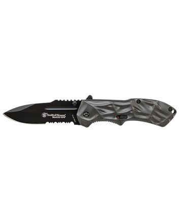 Smith &amp; Wesson Knives SWBLOP3CP Black Ops3.40" Folding Tanto Plain 4034 SS Blade Aluminum Handle Includes Pocket Clip