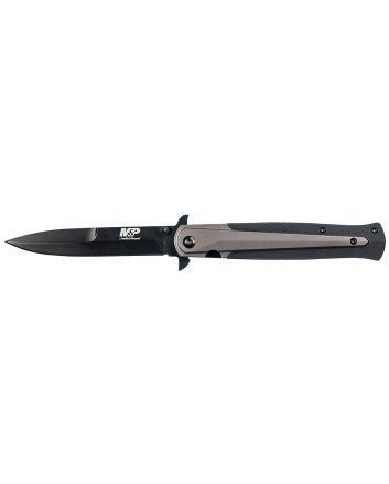 Smith &amp; Wesson Knives 1085899 M&amp;P Tactical Stiletto 4" Folding Spear Point Plain Stainless Steel Blade FRN Black/FDE Includes Pocket Clip