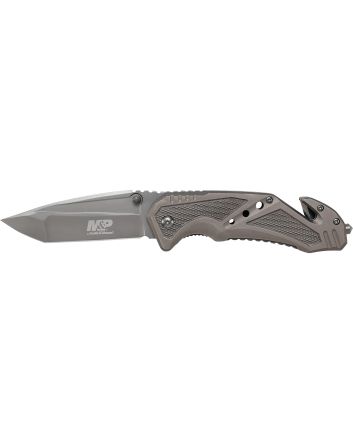 Smith &amp; Wesson Knives SWP11GCP M&amp;P Rescue 3.79" Folding Tanto Plain 7Cr15MoV SS Blade Aluminum Handle Includes Pocket Clip