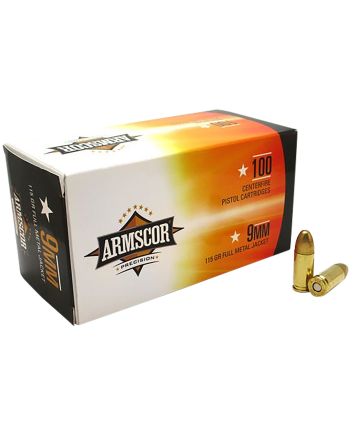 Armscor 50444 Precision Value Pack 9mmLuger 115gr Full Metal Jacket 100 Per Box/12 Case