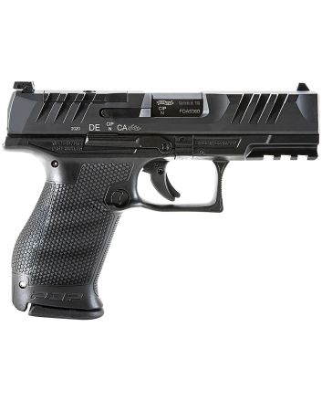 Walther Arms 2854686 PDPCompact Frame 9mm Luger 10+1 4" Black Steel Barrel, Black Optic Ready/Serrated Steel Slide, Black Polymer Frame w/Picatinny Rail, Textured Polymer Grip, Ambidextrous