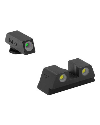 Meprolight USA 102203201 Tru-DotGreen Tritium White Outline Front Sight-Yellow Tritium White Outline Rear Sight Glock 42/43/43X/48