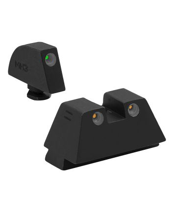 Meprolight USA 102243391 Tru-DotGreen Tritium White Outline Front Sight-Orange Tritium White Outline Rear Sight Glock 17/17L/19/22/23