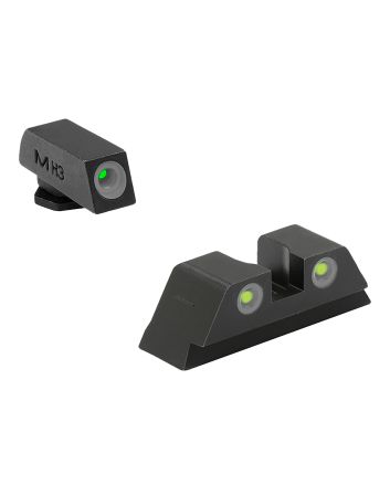 Meprolight USA 102223201 Tru-DotGreen Tritium White Outline Front Sight-Yellow Tritium White Outline Rear Sight Glock 10 MM/.45ACP
