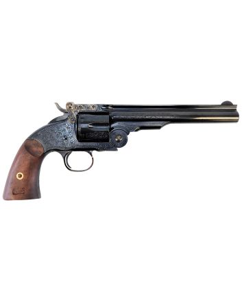 Taylors &amp; Company 550644 Top Break Schofield 45 Colt (LC) 6rd 7" Blued Engraved Steel Walnut Grip