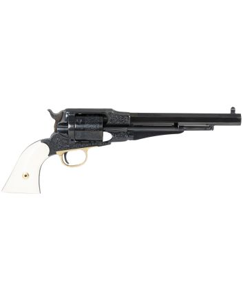 Taylors &amp; Company 550761 Remington Conversion LawDawg 45 Colt (LC) Caliber with 8" Barrel, 6rd Capacity Cylinder, Overall Blued Engraved Finish Steel &amp; 2-Piece Ivory Grip