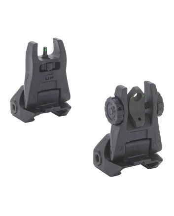 Meprolight USA 404100 FUBS Sight Set Black AR-15 Flip Up Green Tritium Front/Green Tritium Rear