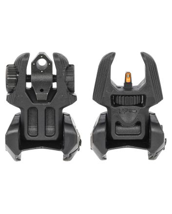 Meprolight USA 403240 FUBS Sight Set Black AR Platform Flip Up Orange Tritium Front/Green Tritium Rear