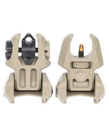 Meprolight USA 403440 FRBS Sight Set Desert Tan AR-15 Flip Up Orange Tritium Front/Green Tritium Rear