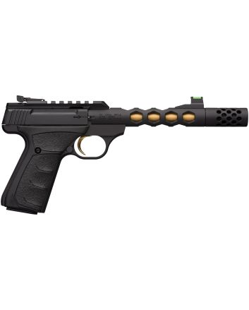 Browning 051573490 Buck Mark Plus Vision SR 22 LR 10+1 5.87" Black Anodized/Gold Cerakote/SR/Threaded Barrel, Matte Black Serrated Steel/Optic Ready Slide &amp; Aluminum Frame Black Ultragrip FX Grip