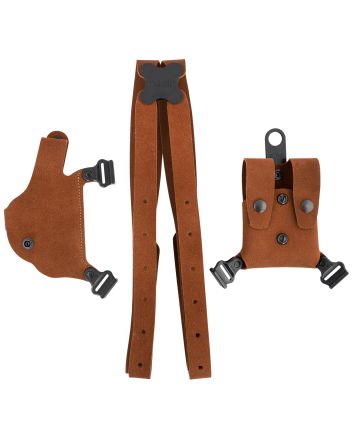 Galco CL2224 Classic Lite 2.0 Shoulder System Fits Chest Up To 56", Natural Leather, Compatible w/Glock 17/19/Glock 22 Gen2-5, Right Hand *Worn, Missing Mag Carrier