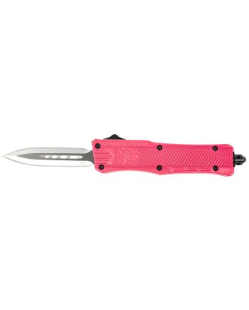 CobraTec Knives SPKCTK1SDAGNS CTK-1Small 2.75" OTF Dagger Plain D2 Steel Blade, Pink Aluminum Handle Features Glass Breaker