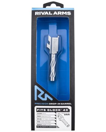 Rival Arms RA-RA20G301D Precision V1 Drop-In Barrel 9mm Luger 3.41" Stainless PVD Finish 416R Stainless Steel Material for Glock 43, 43X
