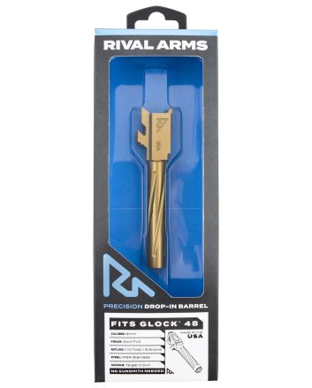 Rival Arms RA-RA20G801E Precision V1 Drop-In Barrel 9mm Luger 4.17" Gold PVD Finish 416R Stainless Steel Material for Glock 48