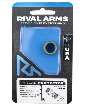 Rival Arms RARA300001E Thread Protector9mm Luger Gold PVD 416R Stainless Steel 1/2"-28 tpi