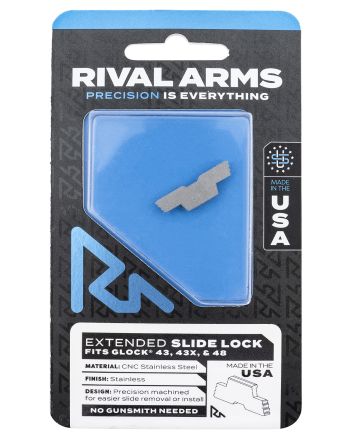 Rival Arms RARA80G003D Slide LockExtended Polished Stainless for Glock 43/43X/48
