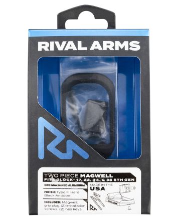 Rival Arms RARA70G121A Two Piece MagwellCompatible w/Gen5Glock 17/22/34/35, Black Anodized Aluminum