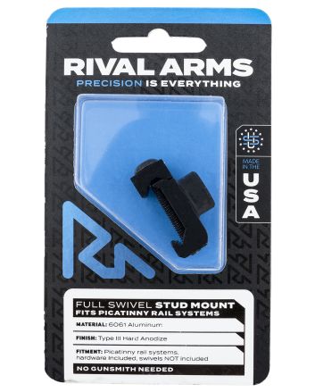 Rival Arms RA-RA92M2B Full Swivel Stud MountBlack Anodized 6061-T6 Aluminum compatible with Picatinny Rail (Swivel Not Included)
