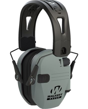 Walker's GWPRSEMRHBGY Razor Tacti-Grip 23 dB Over the Head Battleship Gray/Black Polymer