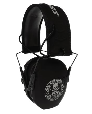 Walker's GWPRSEMFS2A Razor Slim Electronic Freedom Muff 23 dB Over the Head Black w/Distressed 2nd Amendment Polymer
