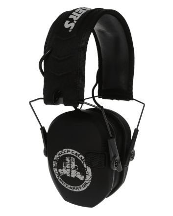 Walker's GWPRSEMFSKCCO Razor Slim Electronic Freedom Muff 23 dB Over the Head Black w/Distressed Carry On Logo Polymer