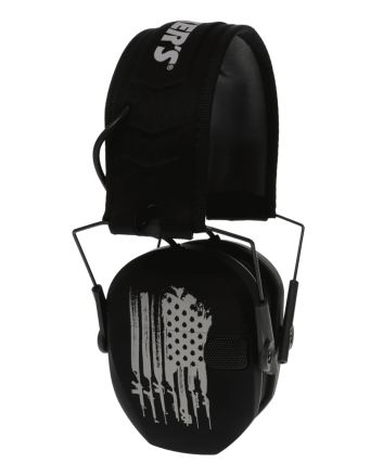 Walker's WPRSEMFSFLG Razor Slim Electronic Freedom Muff 23 dB Over the Head Black w/Distressed U.S Flag Polymer