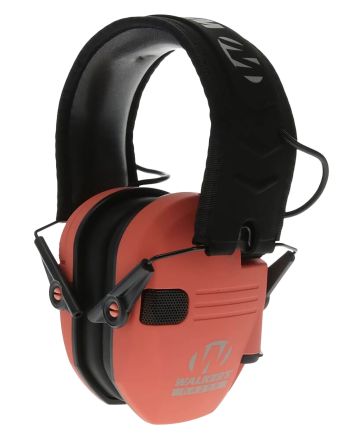 Walker's GWPRSEMCOR Razor Slim Electronic Muff 23 dB Over the Head Coral/Black Polymer