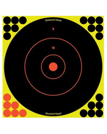 Birchwood Casey 34050 Shoot-N-C Reactive Target Self-Adhesive Paper Black/Yellow/Red 12" Bullseye 50 Pack