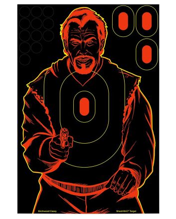 Birchwood Casey 34647 Shoot-N-C Reactive Target Self-Adhesive Paper Black/Red 12"x18" Bad Guy Silhouette 12 Pack