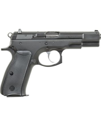 CZ-USA 91102 CZ 75 B9mm Luger 16+1 4.60" Steel Barrel, Black Serrated Steel Slide, Black Polycoat Steel Frame w/Beavertail, Black Plastic Grip